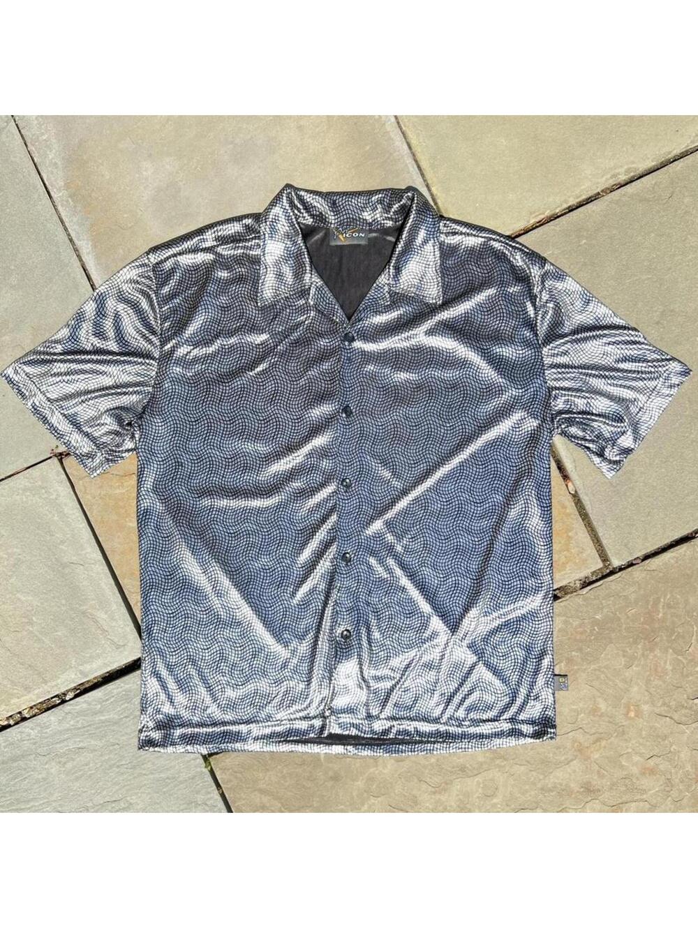 Neo-Vintage 90s Silver Wavy Check Club Shirt Made in USA